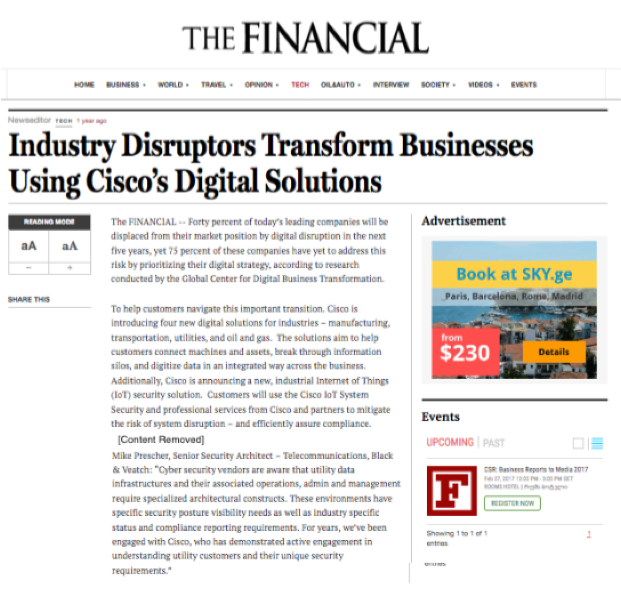 FINCHANNEL.com.Industry Disruptors Cisco Systems Quote 2015