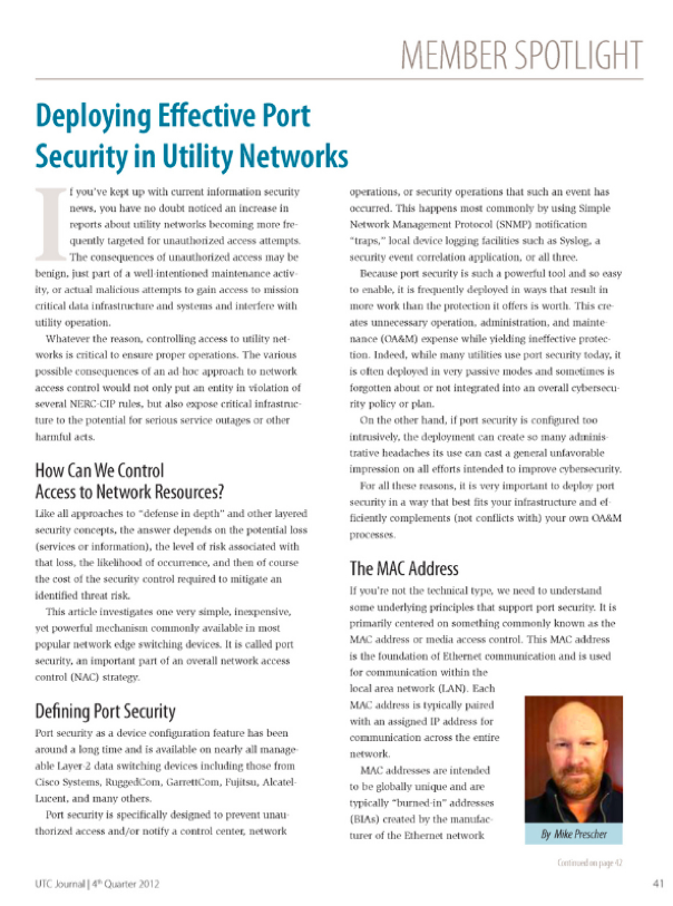 UTC Port Security Page 1